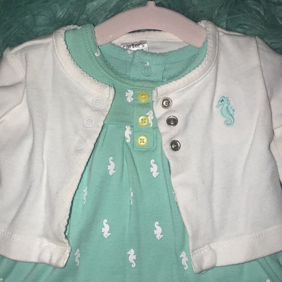 Carters | 3 M | teal & white 2 piece dress - Picture 2 of 9